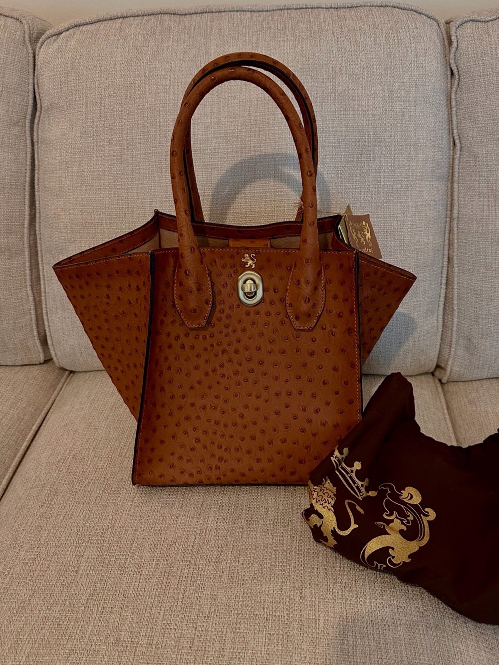 Brown Ostrich-Texture Women's Tote Handbag
